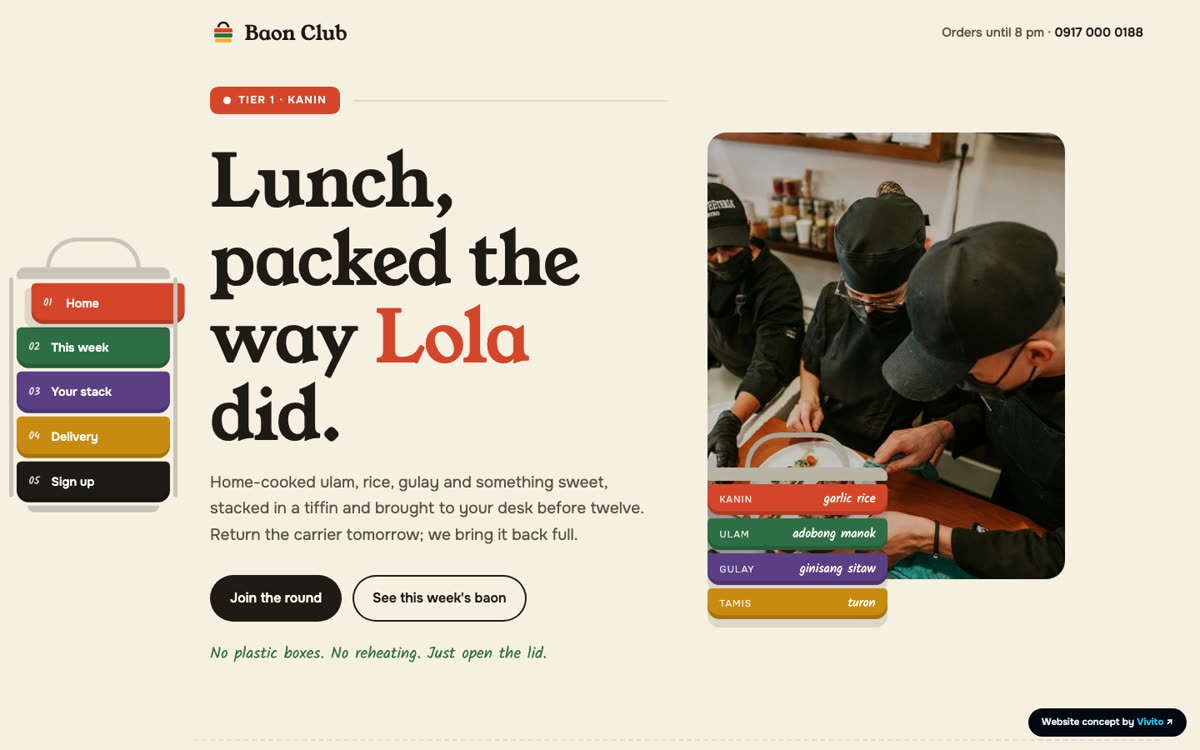 Packed-lunch kitchen restaurant website preview