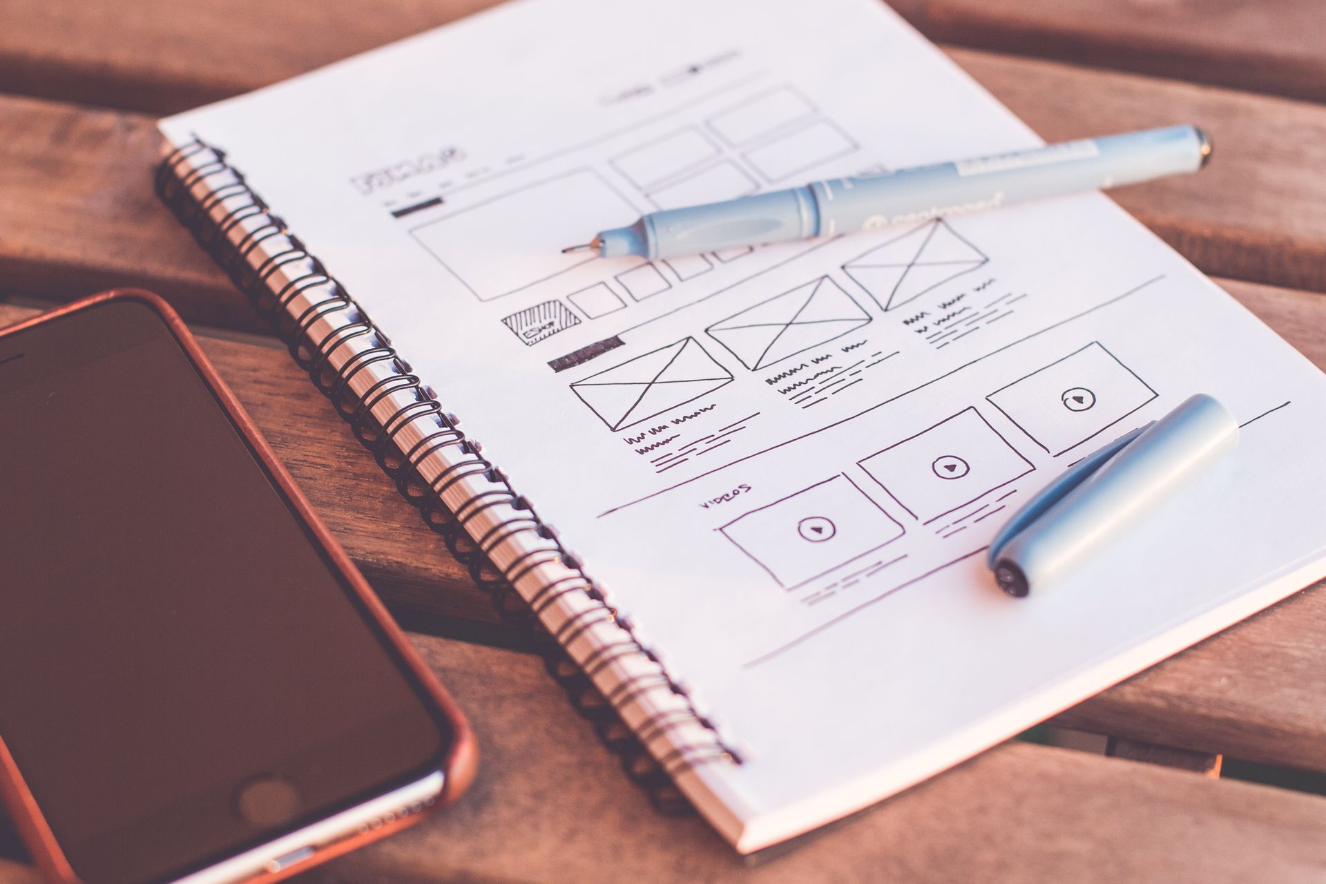 A mobile product workflow sketched in a notebook