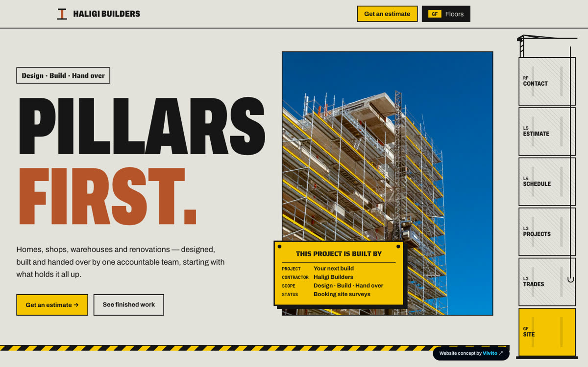 Haligi Builders website concept preview