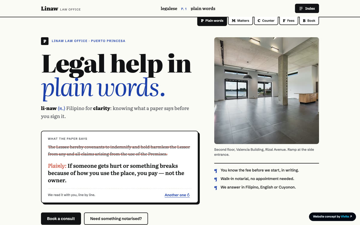 Linaw Law Office website concept preview