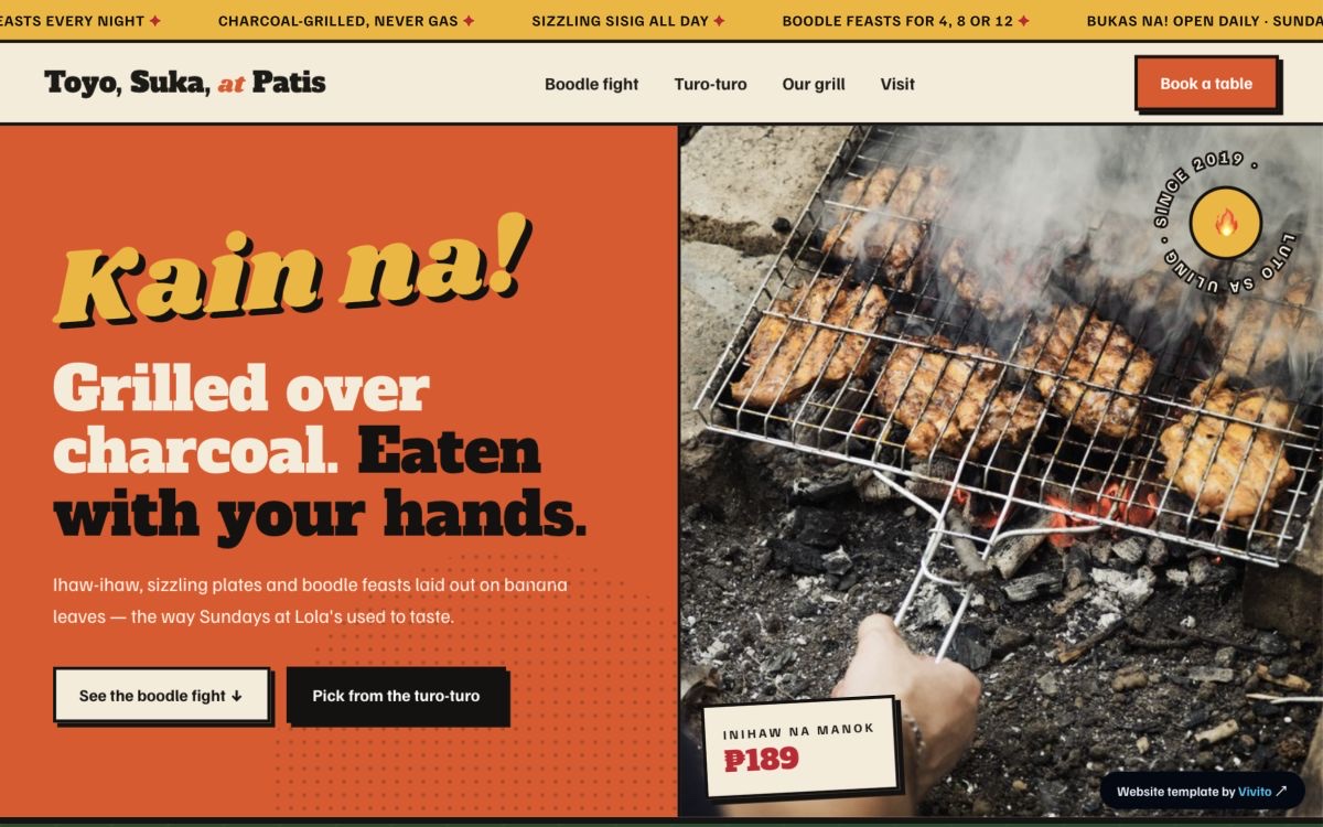 Filipino grill restaurant website preview
