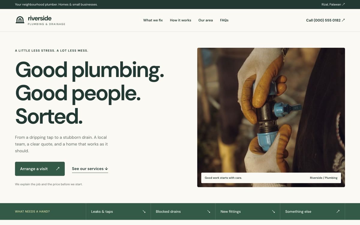 Riverside Plumbing website concept preview