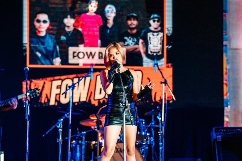 A band on the Battle of the Bands stage
