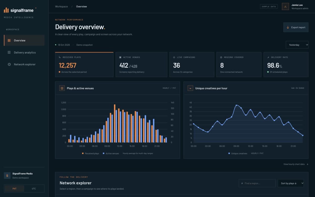 SignalFrame website concept preview