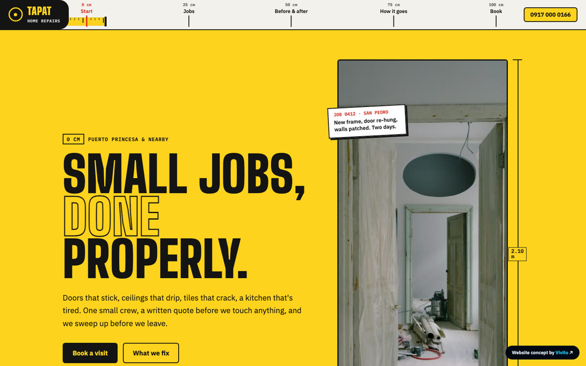 Tapat Home Repairs website concept preview